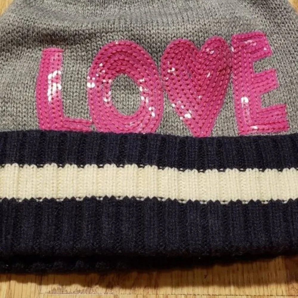 Gap Girls Beanie Hat  Size: Large / XL  Love  Sequins  Brand New with Tags